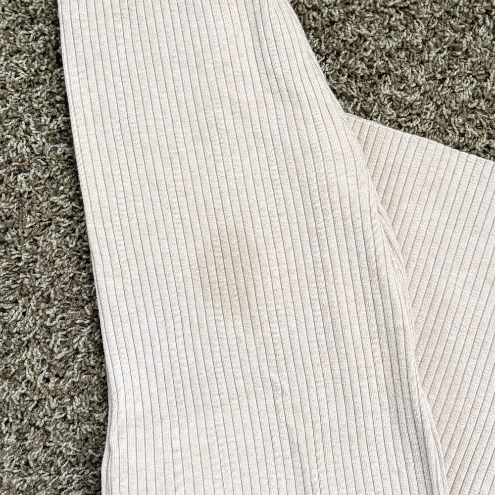 Cream Ribbed Knit Pants - Picture 3 of 3